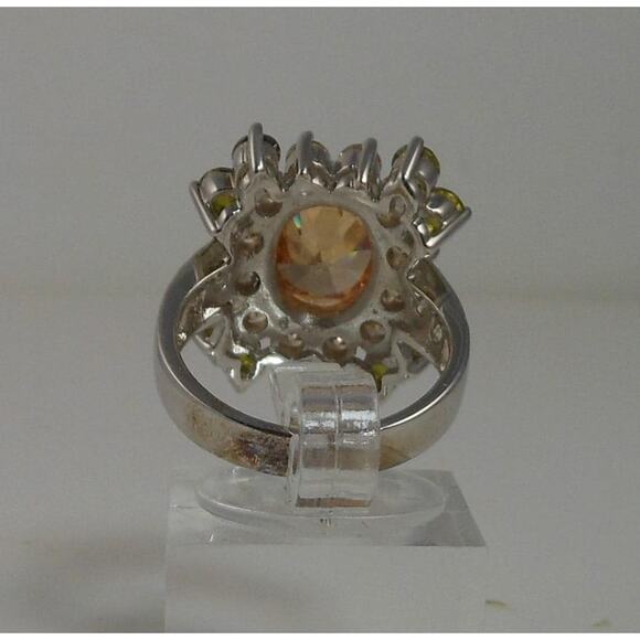 Vintage Sterling Silver Cocktail Ring Sparkly Sim Diamonds Thailand Size 7.25 - Picture 6 of 10